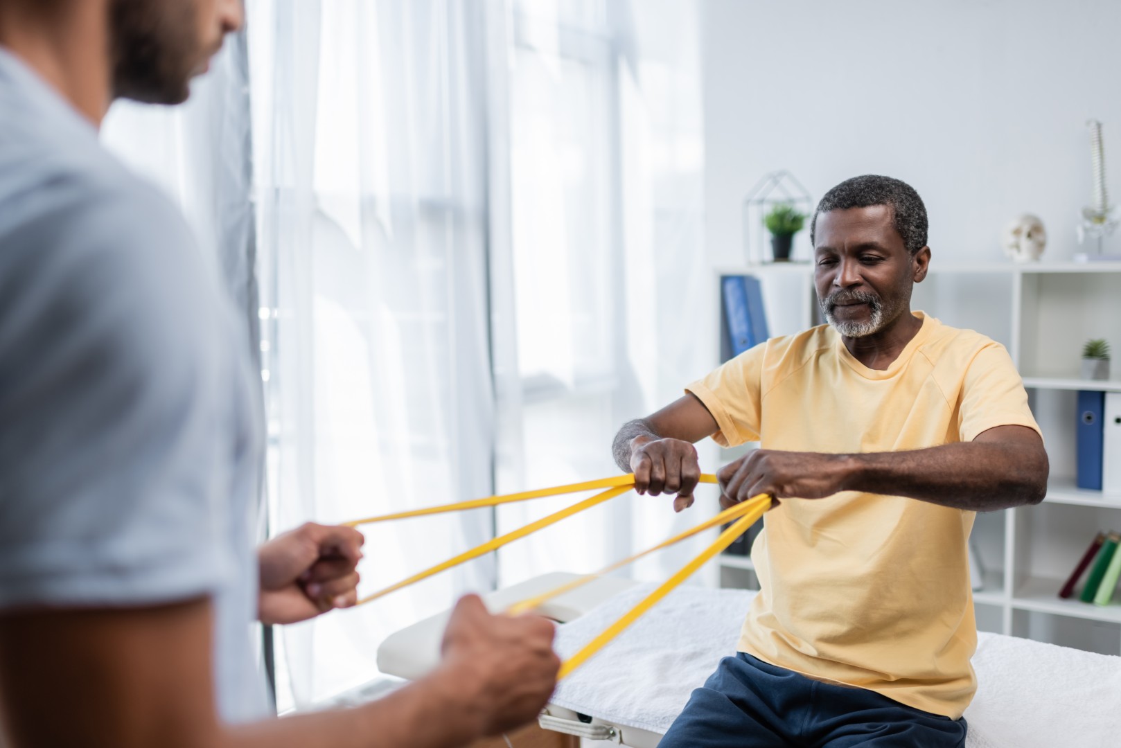 After experiencing shoulder pain, a patient uses PM&R treatment.